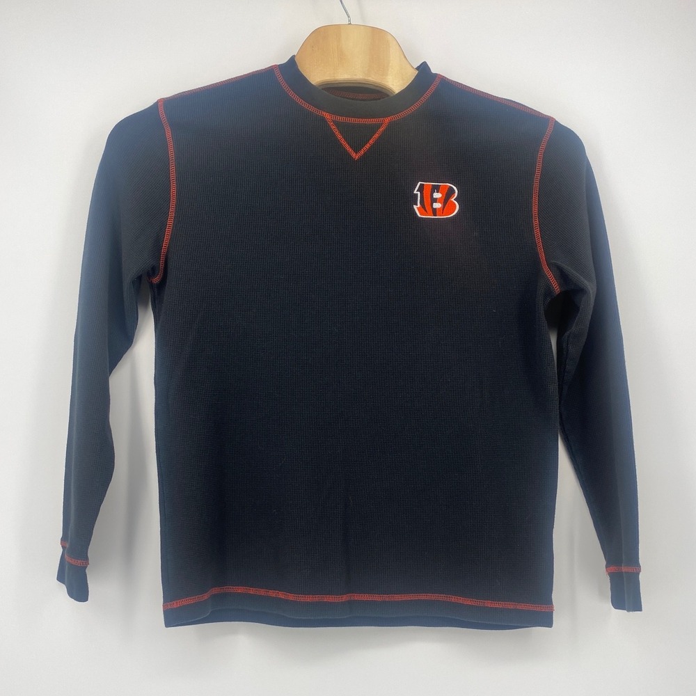 Dunbrooke Cincinnati Bengals Shirt XL Black Thermal Waffle Knit NFL Excellent